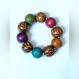 Handcrafted Ceramic Bead Bracelet - Multicolored, Earth Tones, Artisan Crafted